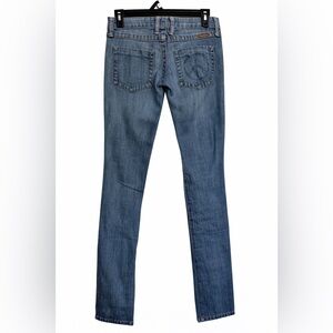 Frankie B Y2K Low-Rise Skinny Jeans • Rhinestone Peace Sign • Size 25